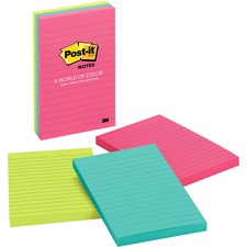 Post-it&reg; Notes Original Lined Notepads - Cape Town Color Collection