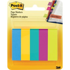 Post-it&reg; Page Markers - 1/2"W - Bright Colors