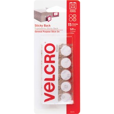 VELCRO Brand Sticky Back 5/8in Circles White 15 ct