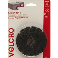 VELCRO Brand Sticky Back 5/8in Circles Black 75 ct