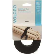 VELCRO Brand ONE-WRAP Roll 12ft x 3/4in Roll Black