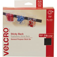 VELCRO Brand Sticky Back 30ft x 3/4in Roll Black