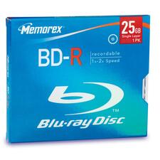 Memorex Blu-ray Recordable Media - BD-R - 2x - 25 GB - 1 Pack Jewel Case